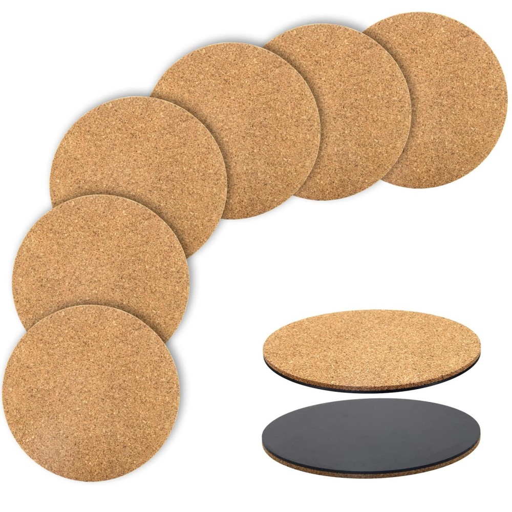 Coitak 6 Pieces Cork Mat For Plants 6 Inch Round Cork Plant Coasters Mats For Garden Courtyard Pot Mat Indoor Outdoor And Di