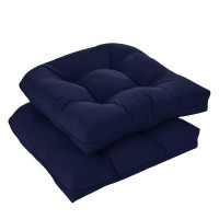 Downluxe Outdoor Chair Cushions, Waterproof Tufted Overstuffed U-Shaped Memory Foam Seat Cushions For Patio Funiture, 19