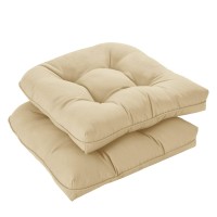 Downluxe Outdoor Chair Cushions, Waterproof Tufted Overstuffed U-Shaped Memory Foam Seat Cushions For Patio Funiture, 19