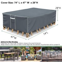Patio Table Cover, Waterproof Outdoor Table Cover Rectangular, 500D Heavy Duty, All Weather Protection Patio Furniture Cover For Outdoor Table Set, 74