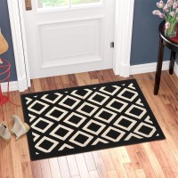 Boveu Black And White Indoor Mat 32 X 20 Non Slip Low Profile Entry Rugs Dirt Trapper Door Rugs For Front Entry Floor Mats