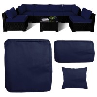 Tecosara Patio Cushion Covers Set For 7 Pcs Outdoor Sectional Rattan Sofa Set, Outdoor Cushion Covers For Seat And Back, Water Repellent Outside Cushion Covers Replacement