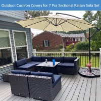 Tecosara Patio Cushion Covers Set For 7 Pcs Outdoor Sectional Rattan Sofa Set, Outdoor Cushion Covers For Seat And Back, Water Repellent Outside Cushion Covers Replacement