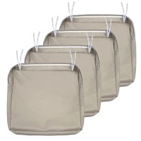 Nettypro Outdoor Cushion Slipcovers Waterproof 4 Pack Patio Chair Seat Cushion Covers With Zipper And Tie, 22 X 20 X 4 Inch, Replacement Cover Only, Khaki