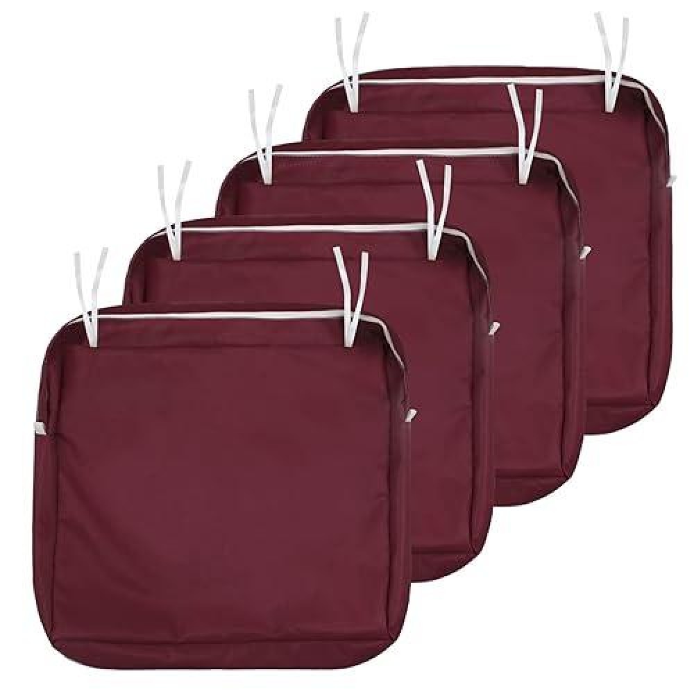 Nettypro Outdoor Cushion Covers Replacement Set 4 Water Repellent Uv Resistant Patio Chair Seat Cushion Slipcover With Zipper And Tie  24 X 24 X 4 Inch  Burgundy