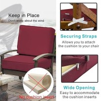 Nettypro Outdoor Cushion Covers Replacement Set 4 Water Repellent Uv Resistant Patio Chair Seat Cushion Slipcover With Zipper And Tie  24 X 24 X 4 Inch  Burgundy