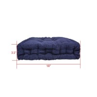 Chezmax Floor Pillows & Cushion Large Indoor/Outdoor Corn Velvet Seat Pads Square Epe Chair Pillow Non-Slip Sweet Soft Seatback Seating Pouf For Window Office Dining Home Car Pack Of 2 Dark Blue 18