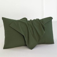 Moomee Bedding Pillowcases Pack Of 2 100 Washed Cotton Linen Like Textured Breathable Durable Soft Comfy Olive Green King