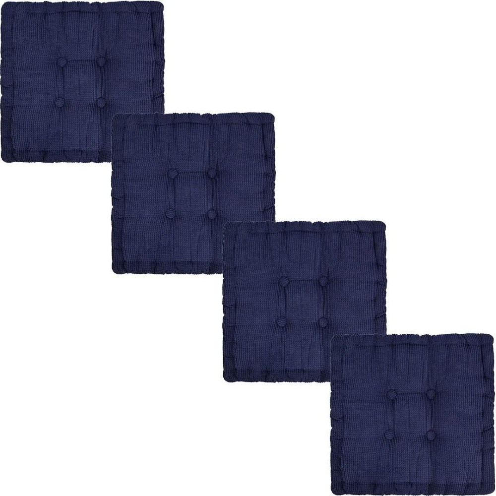 Chezmax Floor Pillows & Cushion Large Indoor/Outdoor Corn Velvet Seat Pads Square Epe Chair Pillow Non-Slip Sweet Soft Seatback Seating Pouf For Window Office Dining Home Car Pack Of 4 Dark Blue 20