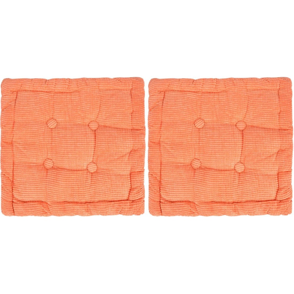 Chezmax Floor Pillows & Cushion Large Indoor/Outdoor Corn Velvet Seat Pads Square Epe Chair Pillow Non-Slip Sweet Soft Seatback Seating Pouf For Window Office Dining Home Car Pack Of 2 Orange 16