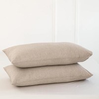 Moomee Bedding Pillowcases Pack Of 2 100 Washed Cotton Linen Like Textured Breathable Durable Soft Comfy Taupe King