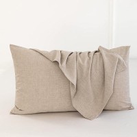 Moomee Bedding Pillowcases Pack Of 2 100 Washed Cotton Linen Like Textured Breathable Durable Soft Comfy Taupe King