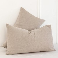 Moomee Bedding Pillowcases Pack Of 2 100 Washed Cotton Linen Like Textured Breathable Durable Soft Comfy Taupe King