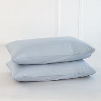 Moomee Bedding Pillowcases Pack Of 2 100 Washed Cotton Linen Like Textured Breathable Durable Soft Comfy Cornflower Blue King