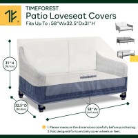 Time Forest Patio Loveseat Covers, 100% Waterproof Patio Furniture Covers, Extra Large Outdoor Sofa Cover Waterproof, Lawn Garden Outdoor Furniture Cover Waterproof,Fog/Navy 90Wx34Dx32H Inch