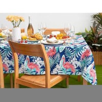 Yihomer Indoor Outdoor Tabletop For Spring Summer Decorations Picnics And Dinner Parties Stain And Water Resistant Flamingo