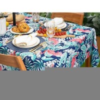 Yihomer Indoor Outdoor Tabletop For Spring Summer Decorations Picnics And Dinner Parties Stain And Water Resistant Flamingo