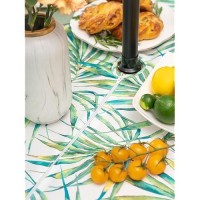 Yihomer Indoor Outdoor Tabletop For Spring Summer Decorations Picnics And Dinner Parties Stain And Water Resistant Palm Leav