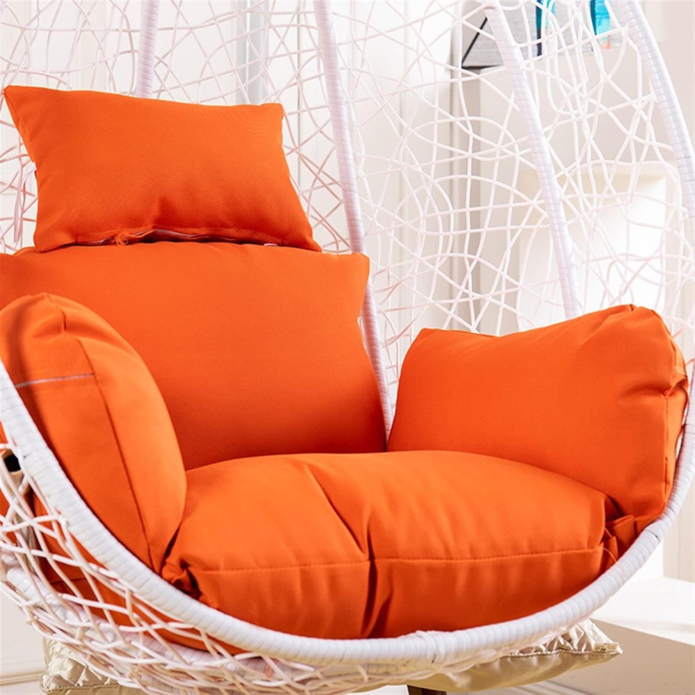 Nmg1 Hanging Egg Chair Cushions Cover, Overstuffed Swing Chair Cushion Pads Cover, Hanging Basket Chair Seat Cushion Replacement Cover(No Padding) (Color : Orange)