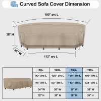 Outdoorlines Waterproof Curved Outdoor Sectional Cover - Uv Resistant Windproof Patio Sectional Sofa Covers For Deck, Lawn And Backyard, Heavy Duty Furniture Covers (150Lx36Dx38Hx112Fl, Camel)