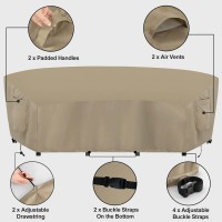 Outdoorlines Waterproof Curved Outdoor Sectional Cover - Uv Resistant Windproof Patio Sectional Sofa Covers For Deck, Lawn And Backyard, Heavy Duty Furniture Covers (150Lx36Dx38Hx112Fl, Camel)