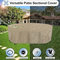 Outdoorlines Waterproof Curved Outdoor Sectional Cover Uv Resistant Windproof Patio Sectional Sofa Covers For Deck Lawn And B