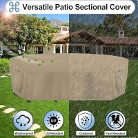 Outdoorlines Waterproof Curved Outdoor Sectional Cover Uv Resistant Windproof Patio Sectional Sofa Covers For Deck Lawn And B