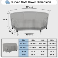Outdoorlines Waterproof Curved Outdoor Sectional Cover - Uv Resistant Windproof Patio Sectional Sofa Covers For Deck, Lawn And Backyard, Heavy Duty Furniture Covers (90Lx34Dx32Hx46Fl, Gray)
