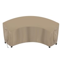 Outdoorlines Waterproof Curved Outdoor Sectional Cover - Uv Resistant Windproof Patio Sectional Sofa Covers For Deck, Lawn And Backyard, Heavy Duty Furniture Covers (90Lx34Dx32Hx46Fl, Camel)