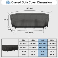 Outdoorlines Waterproof Curved Outdoor Sectional Cover - Uv Resistant Windproof Patio Sectional Sofa Covers For Deck, Lawn And Backyard, Heavy Duty Furniture Covers (150Lx36Dx38Hx112Fl, Black)