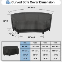 Outdoorlines Waterproof Curved Outdoor Sectional Cover - Uv Resistant Windproof Patio Sectional Sofa Covers For Deck, Lawn And Backyard, Heavy Duty Furniture Covers (90Lx34Dx32Hx46Fl, Black)