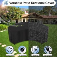 Outdoorlines Waterproof Curved Outdoor Sectional Cover - Uv Resistant Windproof Patio Sectional Sofa Covers For Deck, Lawn And Backyard, Heavy Duty Furniture Covers (90Lx34Dx32Hx46Fl, Black)