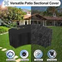 Outdoorlines Waterproof Curved Outdoor Sectional Cover - Uv Resistant Windproof Patio Sectional Sofa Covers For Deck, Lawn And Backyard, Heavy Duty Furniture Covers (120Lx36Dx38Hx82Fl, Black)