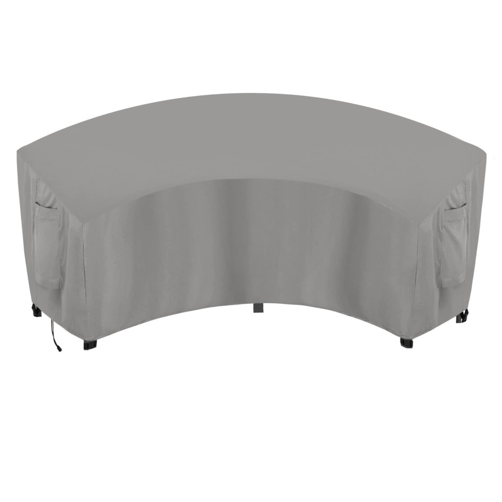 Outdoorlines Waterproof Curved Outdoor Sectional Cover - Uv Resistant Windproof Patio Sectional Sofa Covers For Deck, Lawn And Backyard, Heavy Duty Furniture Covers (120Lx36Dx38Hx82Fl, Gray)