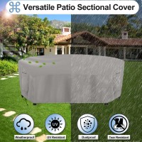 Outdoorlines Waterproof Curved Outdoor Sectional Cover - Uv Resistant Windproof Patio Sectional Sofa Covers For Deck, Lawn And Backyard, Heavy Duty Furniture Covers (120Lx36Dx38Hx82Fl, Gray)