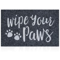 Aazzkang Wipe Your Paws Doormat Outdoor Welcome Mat With Non Slip Rubber Back Quickly Trap Dirt Easy To Clean Funny Dog Paw Door