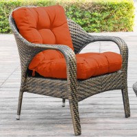Qilloway Outdoor Seat/Back Chair Cushion Tufted Pillow, Spring/Summer Seasonal Replacement Cushions. (Orange)