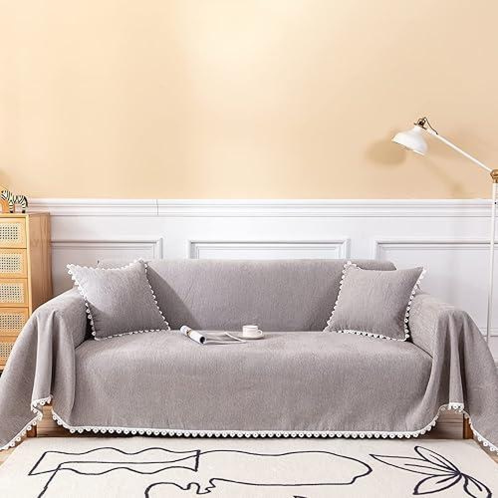 Handontime Couch Cover For Dogs Grey Sectional Couch Covers For 3 Cushion Couch Sofa Flower Lace Sofa Covers Machine Washable Ea