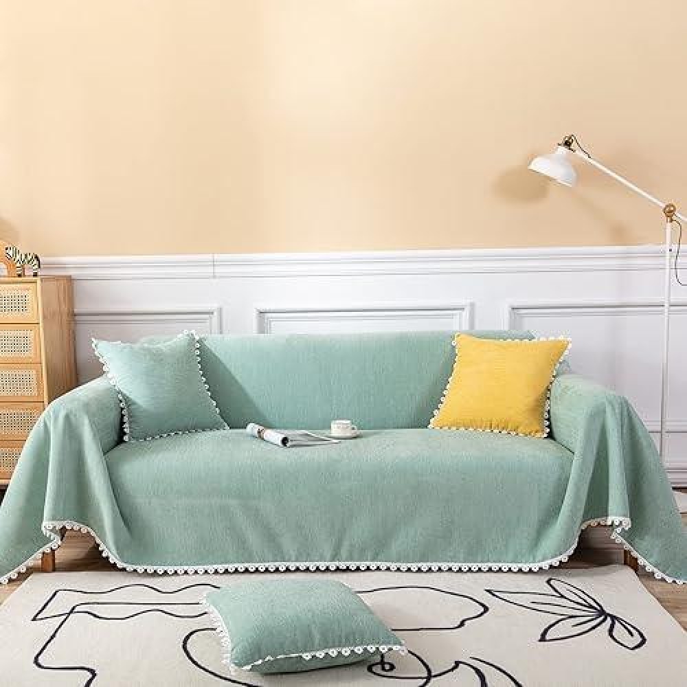 Handontime Light Green Couch Covers For 3 Cushion Couch Sofa Cute Sofa Covers Chenille Couch Cover For Dogs Sectional Sofa L Sha