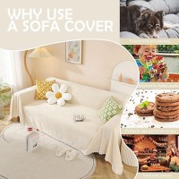 Handontime Beige Sofa Covers Couch Covers For 3 Cushion Couch Sofa Cute Couch Cushion Covers Pet Couch Protector Thick Chenille