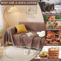 Handontime Brown Sofa Covers Slipcover Simple Couch Cover For Pet Dogs Couch Cushion Covers For L Shape Chocolate Sofa Throw Cov