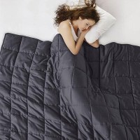 Soft Thick Weighted Blanket Dark Grey 60X8020Lbs Queen Size Cooling Breathablemicrofiber Material With Glass Beads Bighe