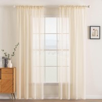 Miulee 2 Panels Solid Color Sheer Window Curtains Elegant Window Voile Panelsdrapestreatment For Bedroom Living Room 54 X 72