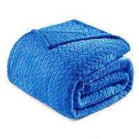 Exclusivo Mezcla Cobalt Blue Fleece King Size Blanket For Bed  90X104 Inches Soft Cozy 3D Decorative Jacquard Flannel Blankets  Lightweight Fuzzy Plush Warm Blankets For All Seasons