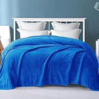 Exclusivo Mezcla Cobalt Blue Fleece King Size Blanket For Bed  90X104 Inches Soft Cozy 3D Decorative Jacquard Flannel Blankets  Lightweight Fuzzy Plush Warm Blankets For All Seasons