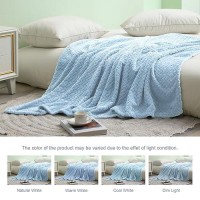 Exclusivo Mezcla Light Blue Fleece Twin Size Blanket For Bed  90X66 Inches Soft Cozy 3D Decorative Jacquard Flannel Blankets  Lightweight Fuzzy Plush Warm Blankets For All Seasons