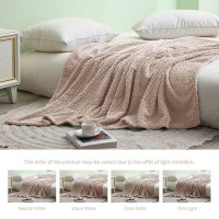 Exclusivo Mezcla Camel Fleece Queen Size Blanket For Bed  90X90 Inches Soft Cozy 3D Decorative Jacquard Flannel Blankets  Lightweight Fuzzy Plush Warm Blankets For All Seasons