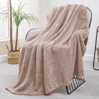 Exclusivo Mezcla Camel Fleece Throw Blanket For Couch And Bed 50X70 Inches Soft Cozy 3D Decorative Jacquard Flannel Blankets L