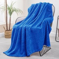 Exclusivo Mezcla Cobalt Blue Fleece Throw Blanket For Couch And Bed  50X70 Inches Soft Cozy 3D Decorative Jacquard Flannel Blankets  Lightweight Fuzzy Plush Warm Throws For All Seasons