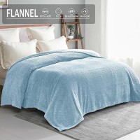 Exclusivo Mezcla Light Blue Fleece King Size Blanket For Bed Super Soft Cozy Blankets With Decorative Wave Textured Lightweigh